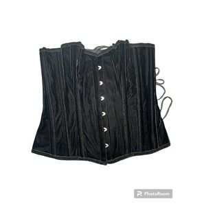 Play Girl White Label Black Velvet Boned Corset